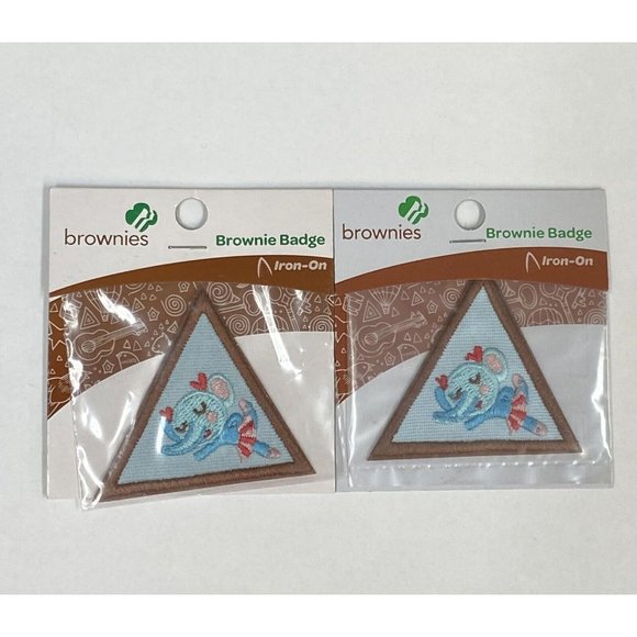 Girl Scouts Troop Vest Brownie Patches 61217 Dancer LOT 2 Blue Elephant - Picture 1 of 6
